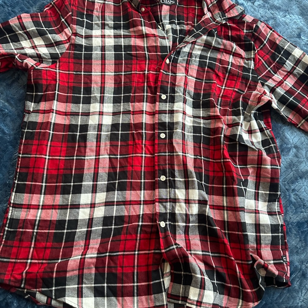 Chaps Red and Black Plaid Casual Shirt